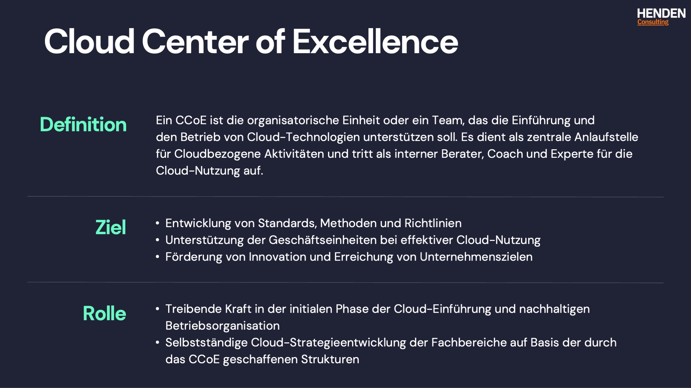 Cloud Center of Excellence
